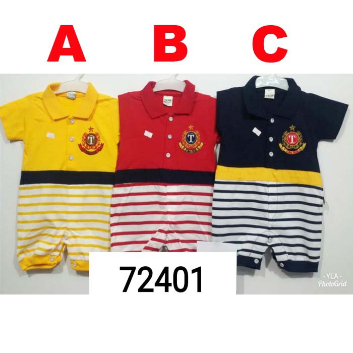 BAJU BAYI LAKI LAKI ROMPER BAYI KERAH LUCU STRIPE TOM PEGE