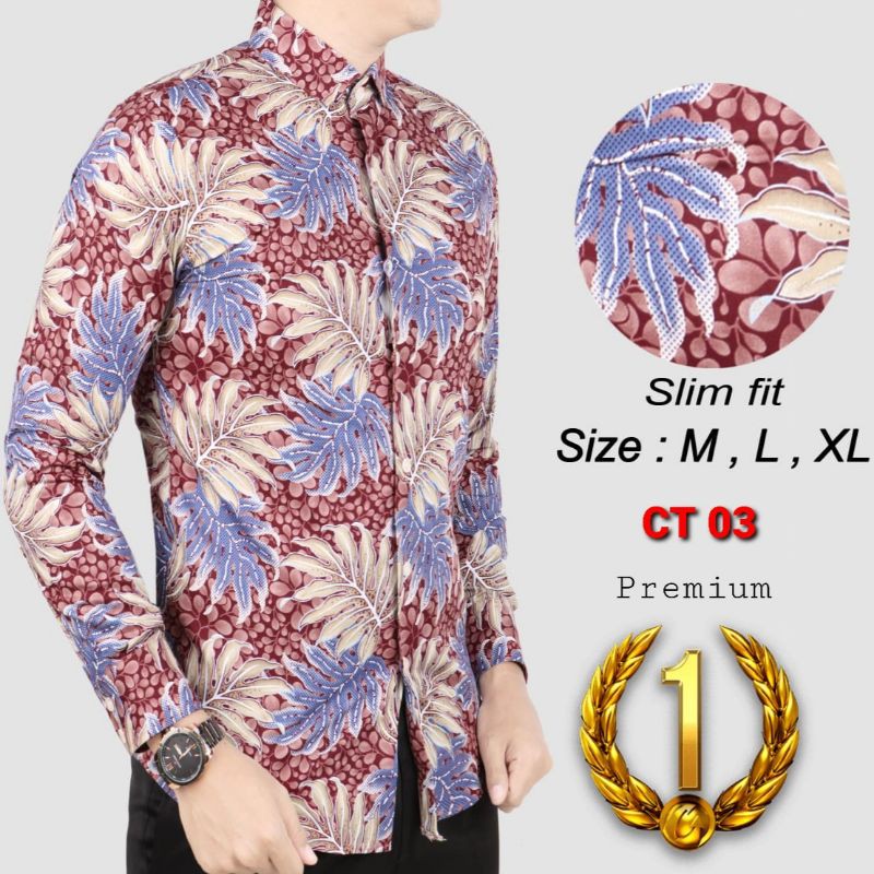 BAJU BATIK PRIA SLIMFIT KEMEJA PRIA LENGAN PANJANG PREMIUM KERJA KANTOR RESMI PESTA