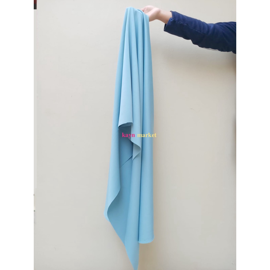 1/2 Meter Kain SCUBA Premium Polos Stretch 280 gsm Sky Blue Biru Langit Grade A Polos Meter Roll Gro