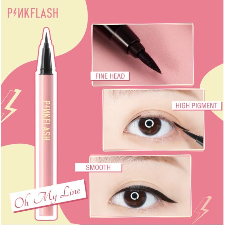 [ PINKFLASH ] OhMyLine Eyeliner Warna Hitam Anti Air Tahan Lama PF008