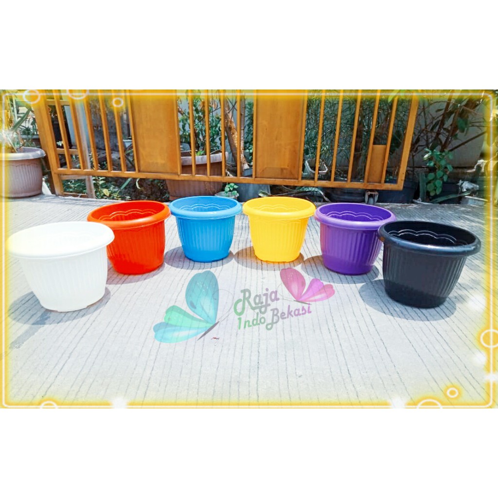 Paket 3pcs Pot Bunga Belimbing Putih Kuning Ungu Biru  Ukuran 35 - Tebal Bagus Pot Blimbing Tanaman