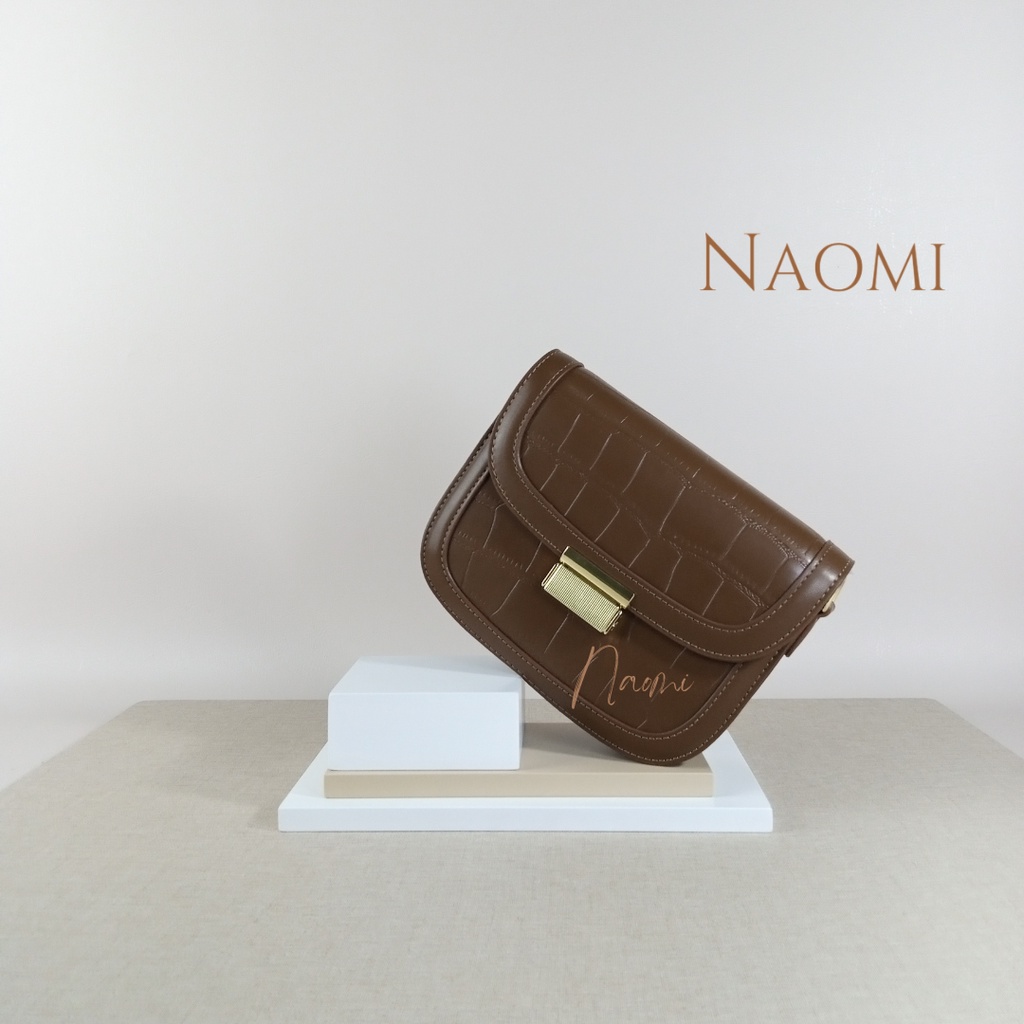 NAOMI - Clarissa Sling Bag Import - Tas Selempĺang Croco Fashion Premium Kulit Wanita - Hand Bag Leather Korea - Handbag Sintetis PU - Tas Wanita - Tas Naomi - Naomi Bag - tas motif croco - women bag