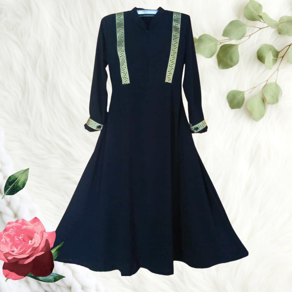 Jubah Akhwat Bordir Motif Emas By Qonita Collection