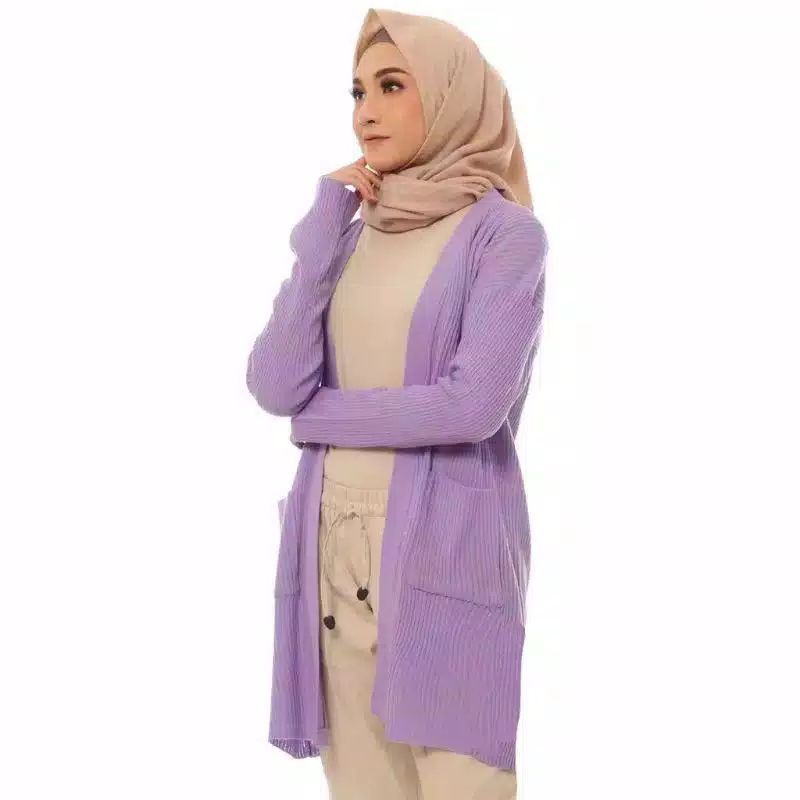 Belle Cardigan Rajut/ LONG CARDY/BELLE OVERSIZE-Ungu lilaq