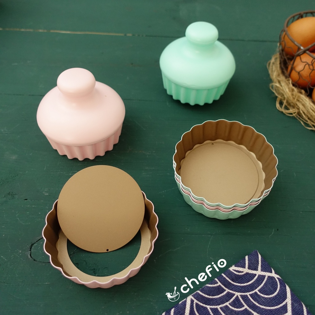 Chefio Cetakan Pie Mini Warna / Loyang Egg Tart / Pie Pan Mold Press Puncher