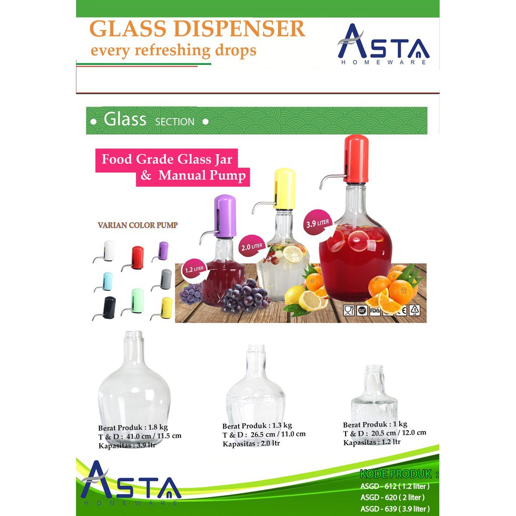 DISPENSER ASTA 1,2L / WATER GLASS DISPENSER