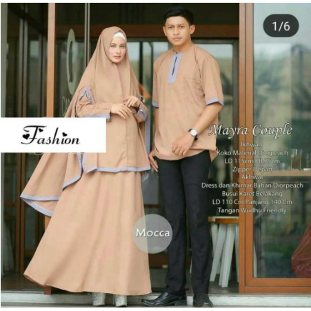 BAJU COUPLE ARILUNA SARIMBIT LEBARAN (2021) HAFIZ&HAFIZAH FAMILY GAMIS PLUS KHIMAR BAJU COPLE
