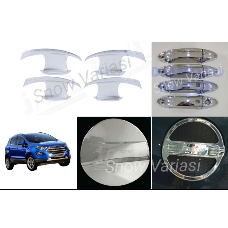 Paket Outer Handle Tank Cover Ford Ecosport Luxury Hitam Chrome