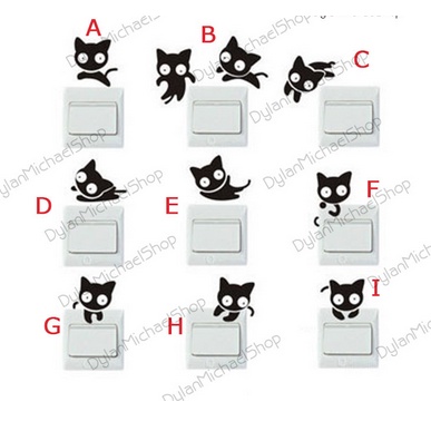 Stiker Saklar Lampu Motif Kucing Cat Collection Decal Wall Sticker