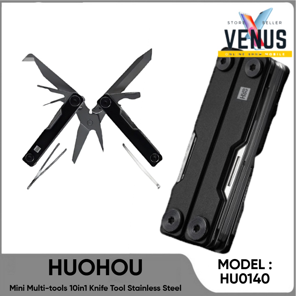 Huohou Pisau Lipat Multifungsi 10in1 Mini Knife Tool Stainless Steel