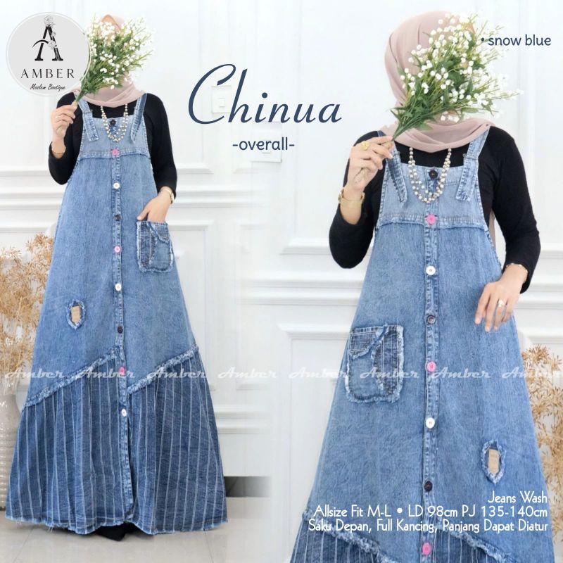 Chinua Syacira Caluna #3 Alodya #3 Overall By AMBER • Overall Rompi Outer Maxy Jeans Wanita Muslim