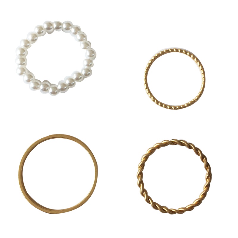 Four-piece Pearl Ring Accessories Personality Fashion Trend Temperament