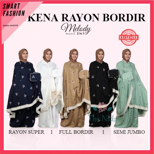 Mukena Rayon Dewasa 2 in 1 Ponco Bordir premium Khadijah Tasikmalaya