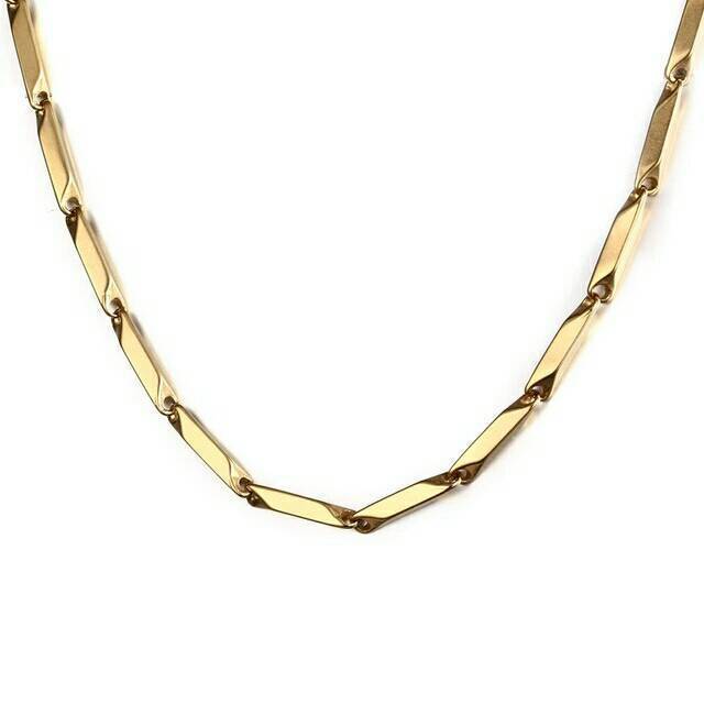 Kalung Titanium Gold Emas Rantai Titanium Padi Pria Cowok