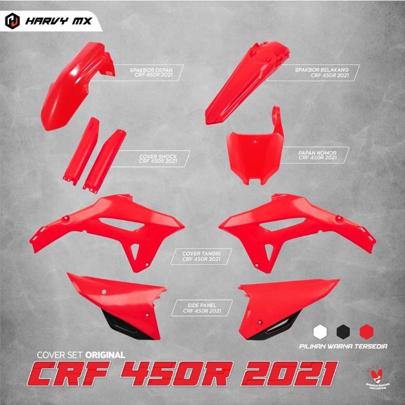 COVER BODY SET CRF 450 R 2021 HRV ORIGINAL PNP PLUG AND PLAY CRF 450 SPAKBOR DEPAN BELAKANG CRF 450 