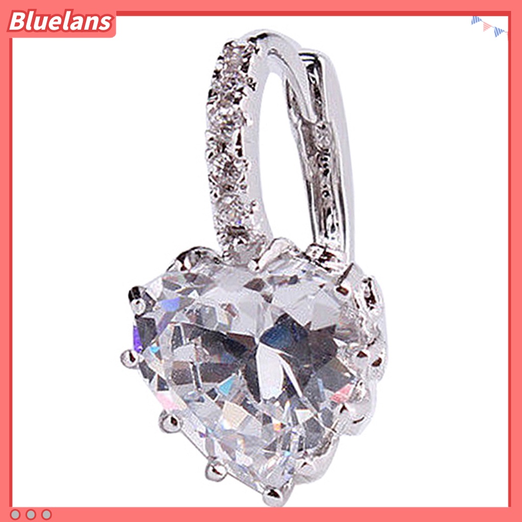 Anting Hoop 18K White Gold Plated Aksen Berlian Imitasi Bentuk Hati Untuk Wanita