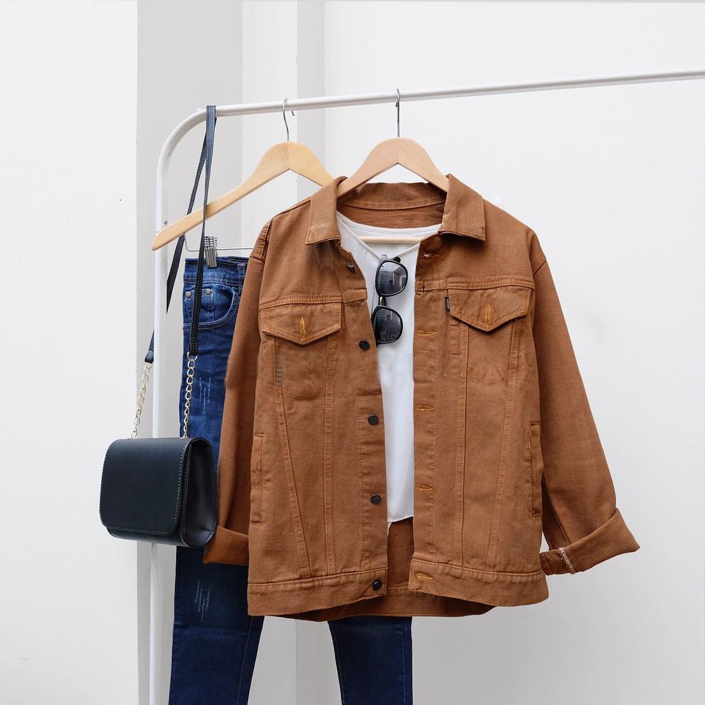 Jaket Levis Jeans Coklat Pria/Jaket Levis Wanita/Jaket Retro/Casual/Denim/Coklat/Jaket/Garment/Pria