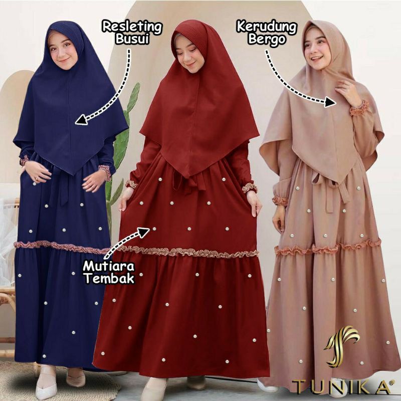 Haniyah Dress / One set Gamis Maxy / Hijab Bergo