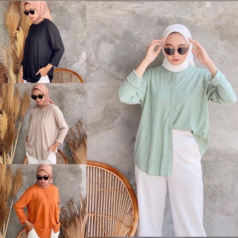 KEMEJA WANITA RAYON TWILL PREMIUM KERAH SANGHAI