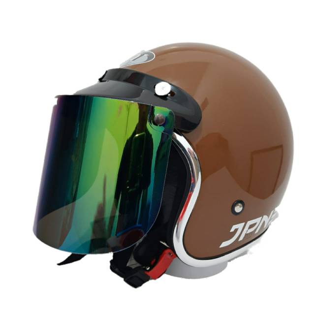 Helm JPN Coklat Glossy List Chrom