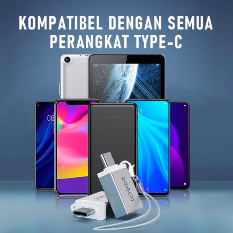 ADAPTER OTG ROBOT RT-OTG04 USB3.0 To Type-C Small &amp; Portable Aluminium Case Cable garansi 1 tahun