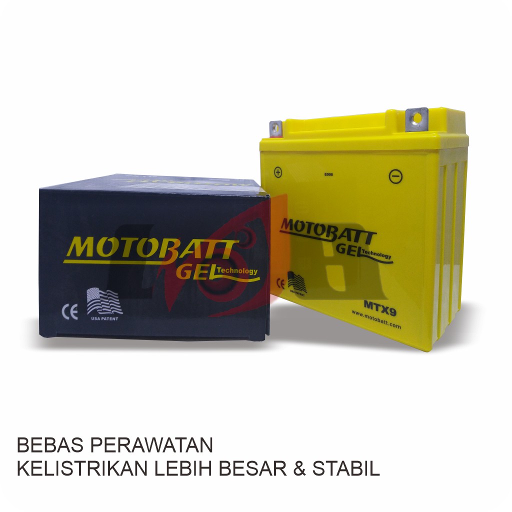 Accu Motobatt Gel MTX9 YB9-B 9Ah Aki Thunder 125 250 Pulsar Apache