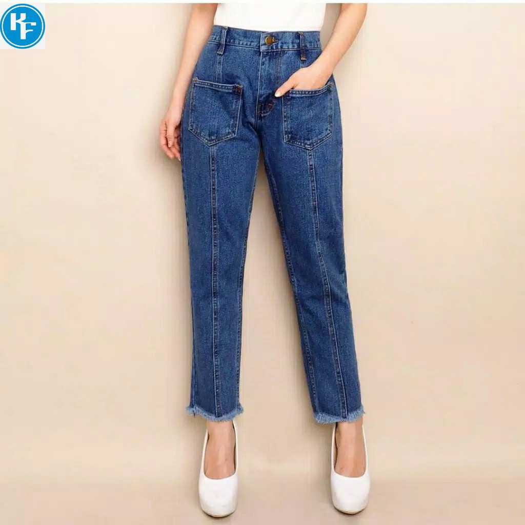 BAGGY LIA POCKET KANTUNG JEANS  RAWIS PREMIUM Shopee 