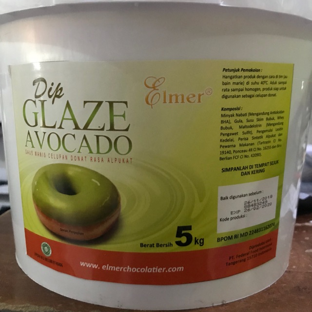 Elmer Dip Glaze - Topping Donat Avocado 5kg - Gosend Only!!!