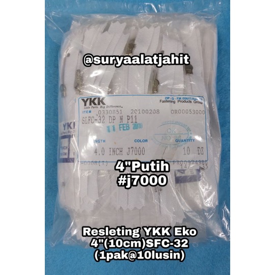 Resleting YKK Eko 4in/10cm SFC-32 @1pak =rp.89.000/10lusin