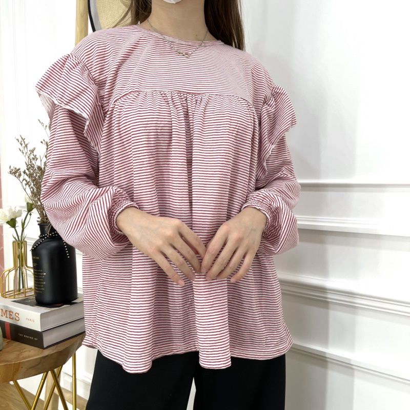 Mona Ruffle Stripe Blouse