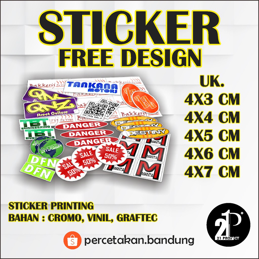 

Sticker Printing Free Design Min Order 100 Pcs Termurah UK. 4X4-4X7 CM