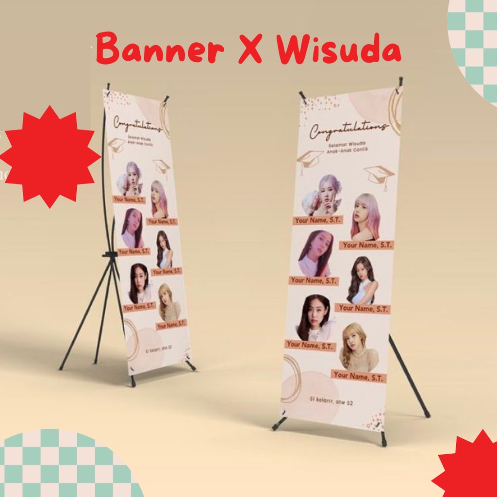 Banner X Wisuda 60x160 Cetak Tiang