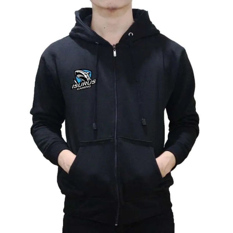 Baju Jumper Jaket Zipper Gaming Isarus Lengan Panjang Fleece Premium Busana Pria Wanita Big Size