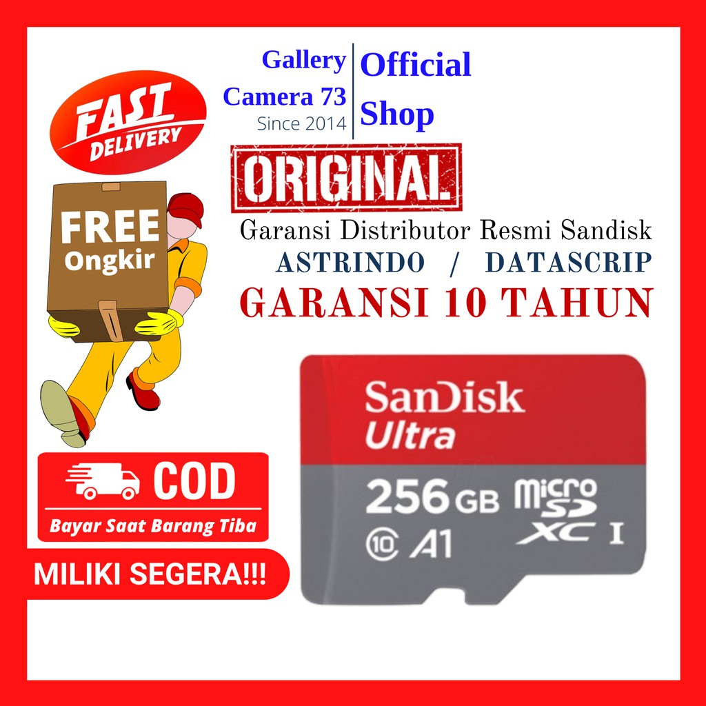 Micro Sd Sandisk Ultra 256gb UHS-I A1 120Mbps memori sandisk asli memorisandisk original