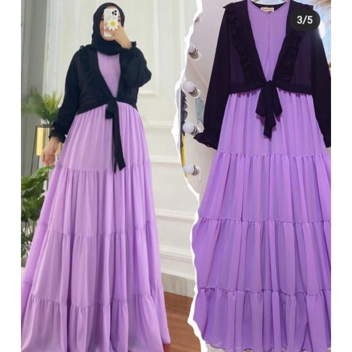 Gamis polos set rompi terbaru anggita dress