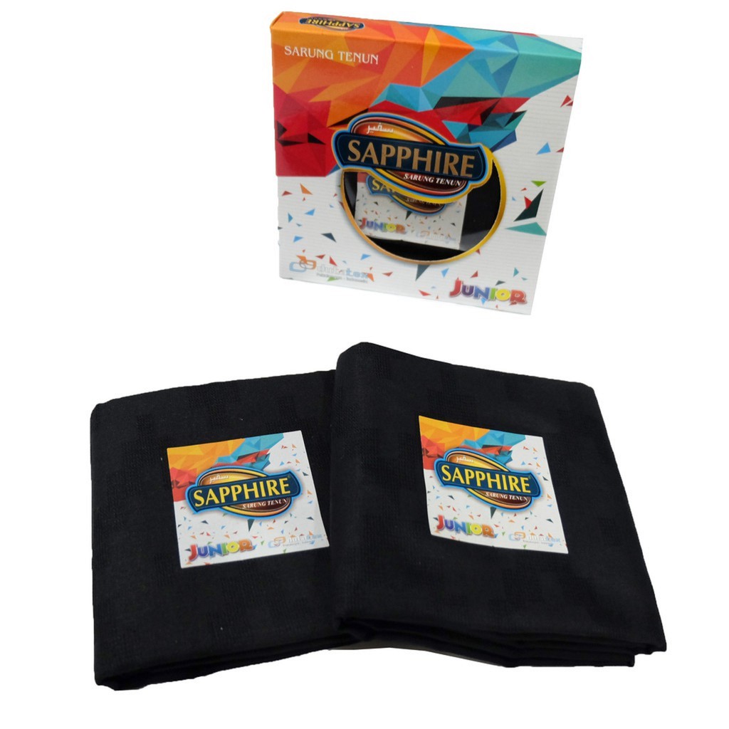 SARUNG ANAK SD SMP SAPPHIRE JUNIOR POLOS WARNA HITAM PUTIH KECIL REMAJA TANGGUNG SAPIR SAFIR SHAPIRE