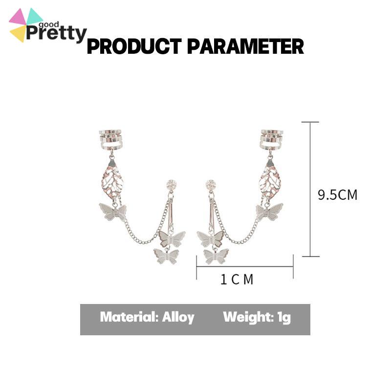 Korea Ins Kupu-kupu Anting Klip Telinga Tulang Dan Jaring Merah Gaya Yang Sama - PD