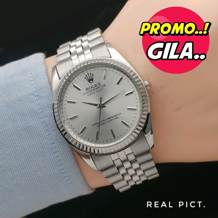 Jam Tangan Pria COD Terbaru Keren Watch Fashion Murah W9I5 Jam Tangan Pria Rolex Date Just Stainless