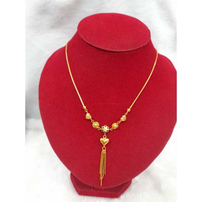 KL306JM46JM kalung emas italy liontin bunga tali kuncir love emas kuning asli berat 5.050 kadar 70%