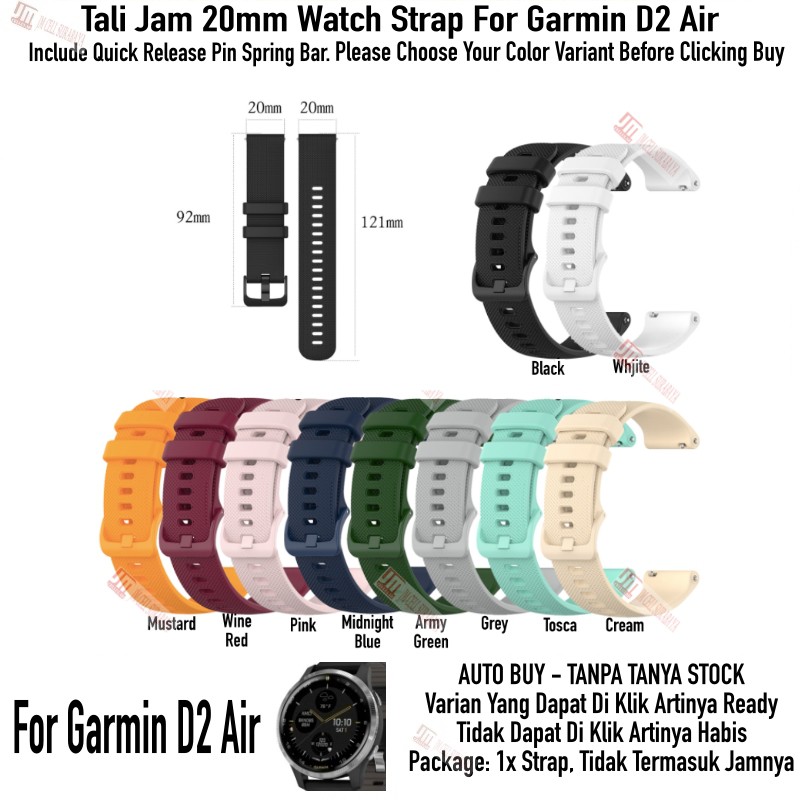 Tali Jam 20mm Watch Strap Garmin D2 Air - OYE Rubber Silikon Warna Warni