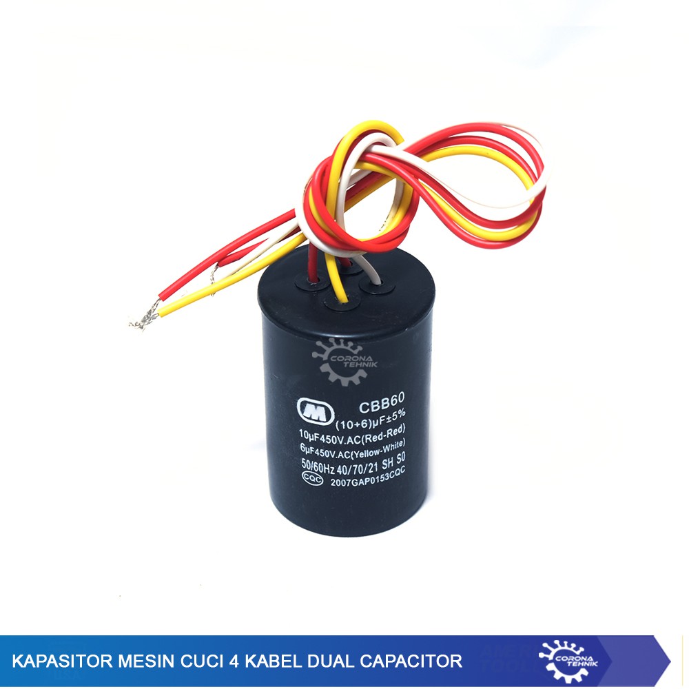 Dual Capacitor Kapasitor Mesin Cuci 4 Kabel