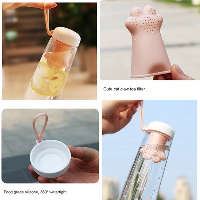H264 Botol Minum Paw Cat 550ml Cute Claw Tea Infuser Kucing Lucu Unik / Botol Air Minum Sakura-6