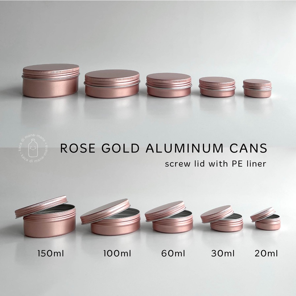 Kaleng Pomade Aluminium Tin Can Pot Pomade ROSE GOLD SCREW PE LINER