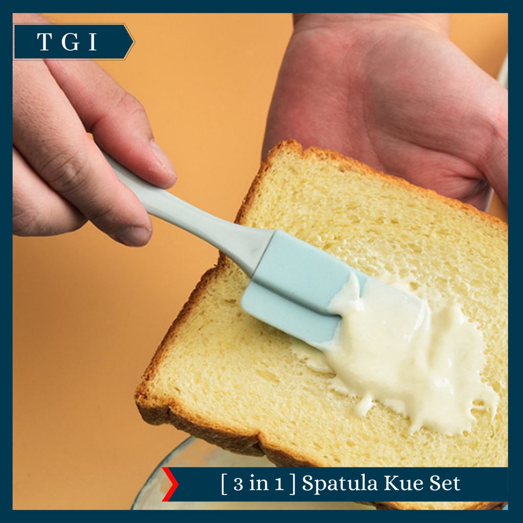 TGI - [3 PCS] SPATULA SILICON SET SCRAPER KUAS KUE | SPATULA SET KUE