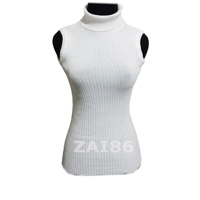 Turtle Neck Tanktop Rajut - Yukensi - Atasan Wanita-Putih