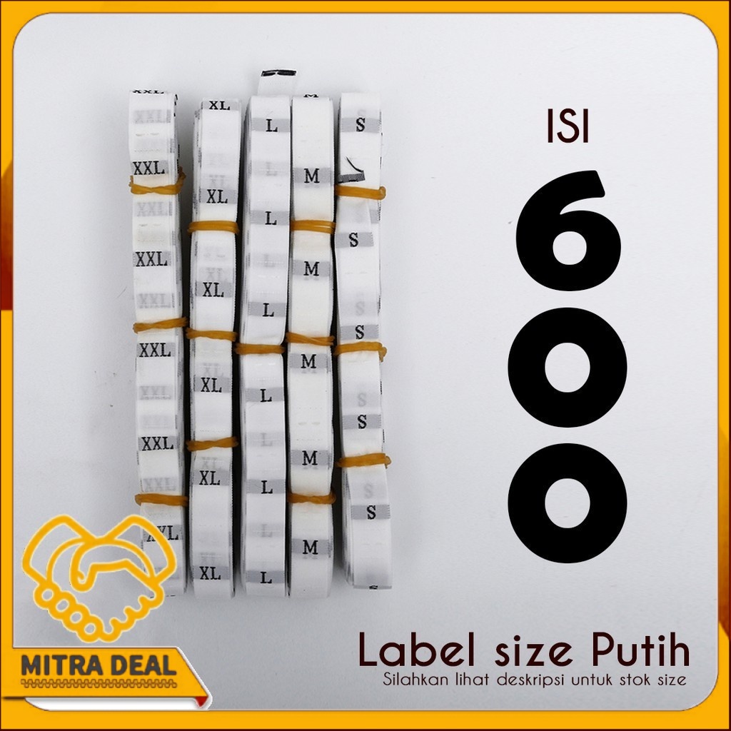 

[COD] Size Label Baju Label Pakaian Woven Rajut Polyester Putih Isi 600 pcs