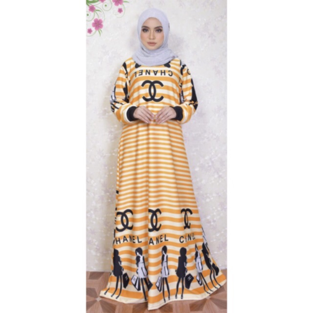 Gamis Maxi SCUBA CHANNEL Sporty lengan RIB muslimah dress daily wear kuliah office Karakter