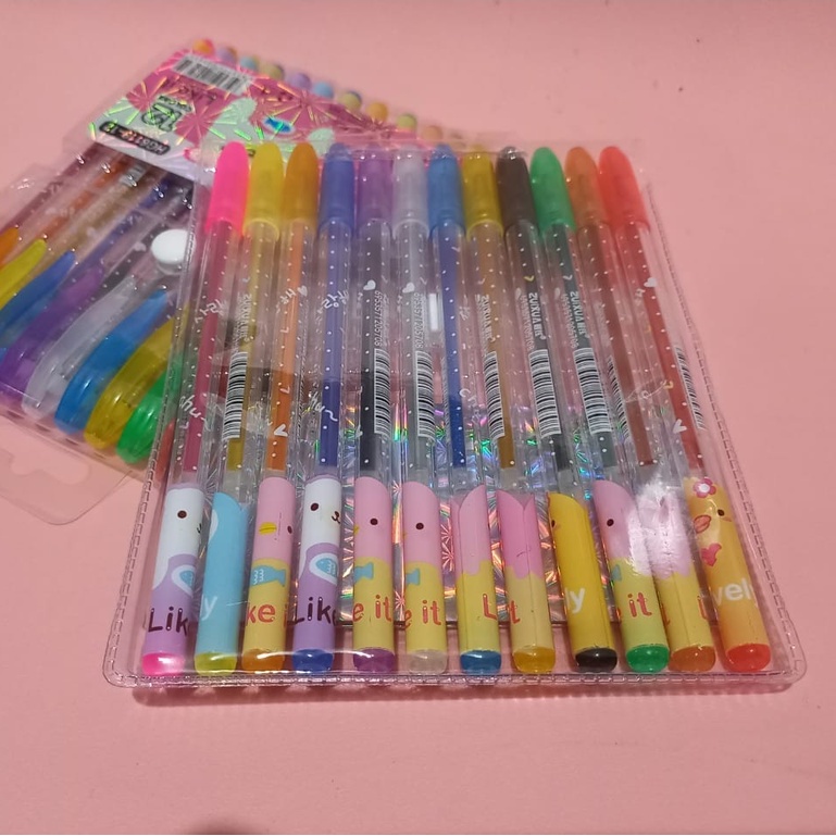 Pulpen gliter warna zuixua / gliter gel pen / gliter pen warna 12 warna