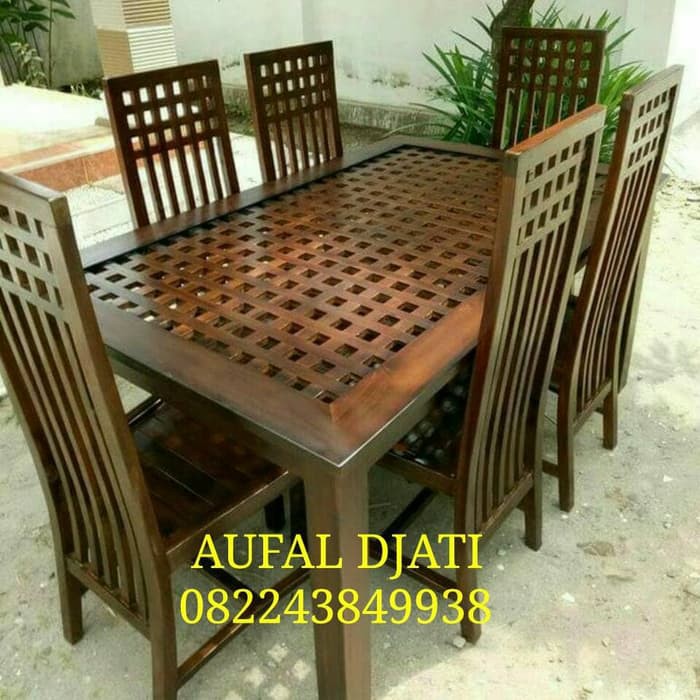 Meja kursi warung makan cafe resto hotel minimalis jati kotak kotak