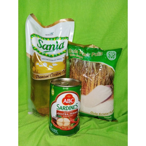 

Sembako / minyak / gula / sarden